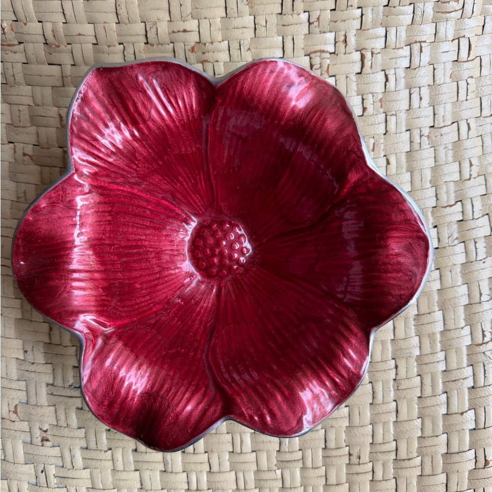 Julia Knight 8” Lily Red Flower-Shaped metal Bowl MOTHERS DAY?